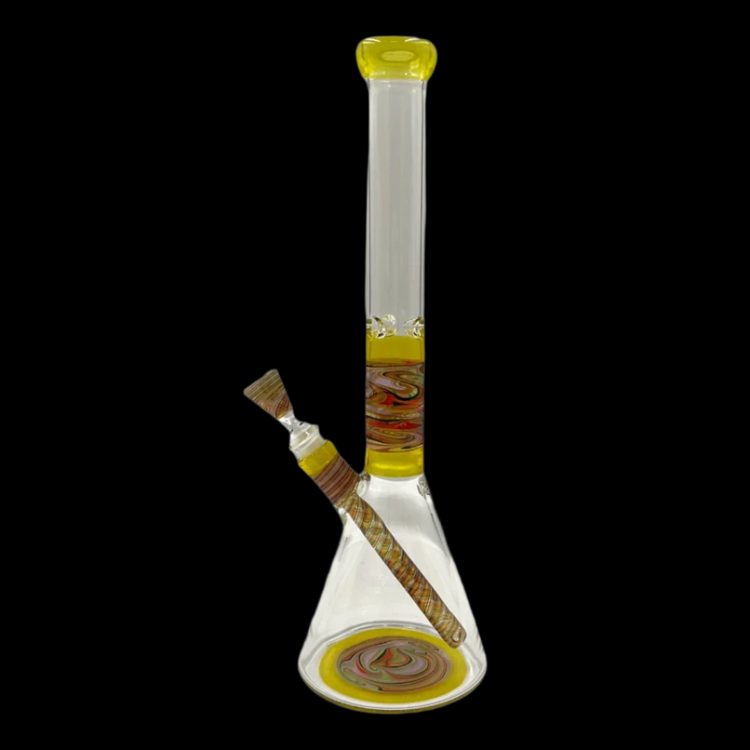 AUGY GLASS 15" YELLOW/WARM WIG-WAG STACKED BEAKER