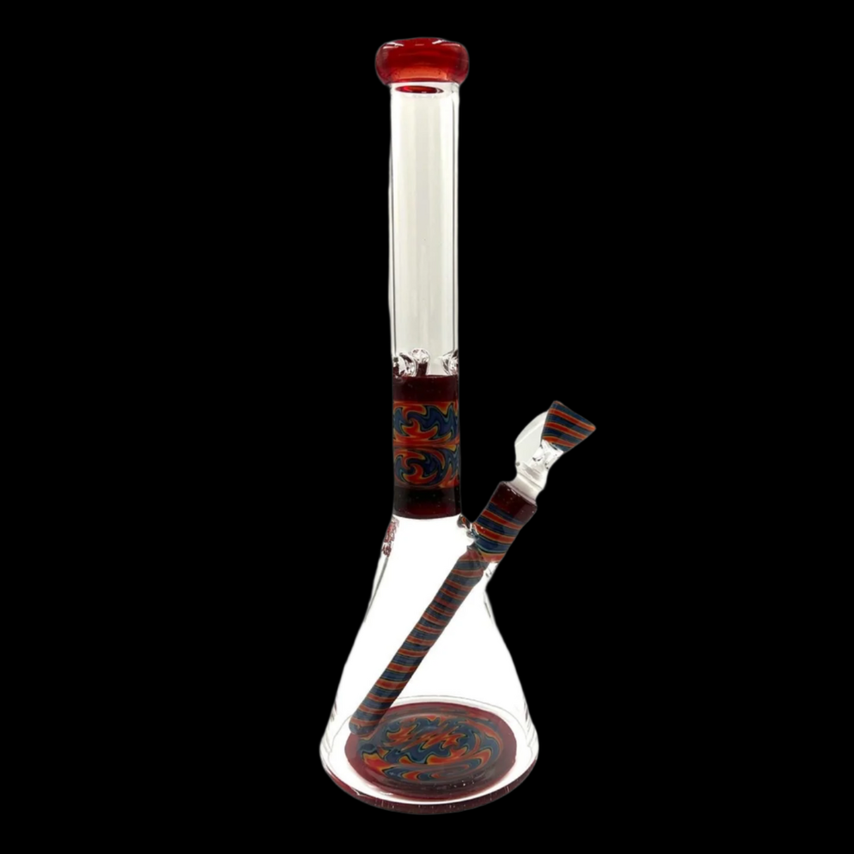 AUGY GLASS BLUE WARM/ORANGE WIG WAG  STACKED BEAKER 4