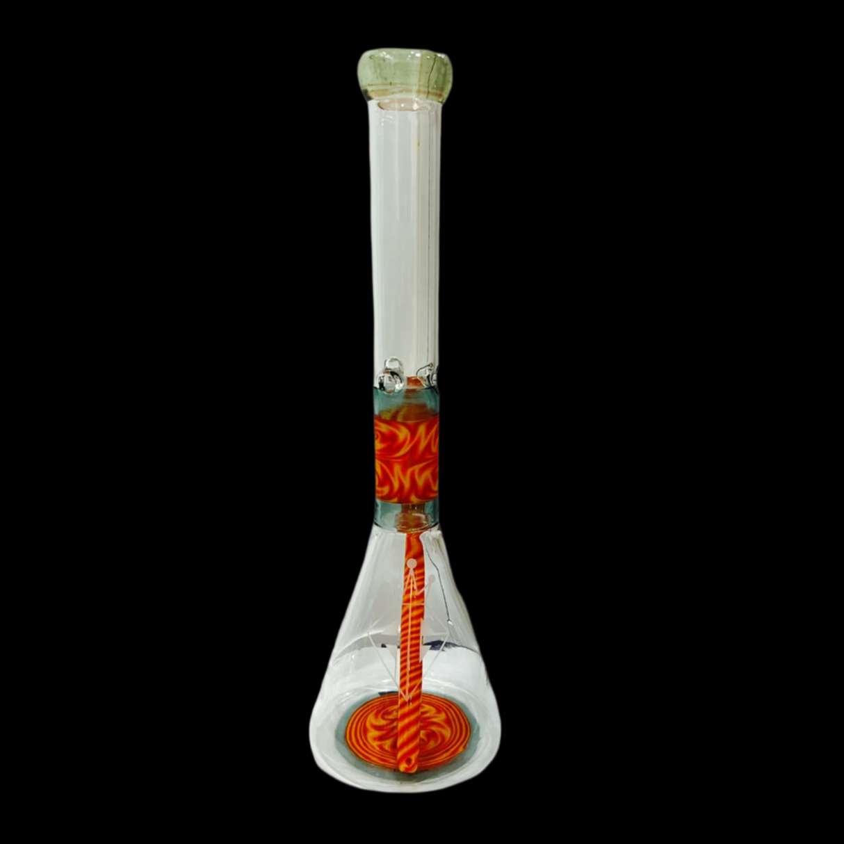 AUGY GLASS  ORANGE WIG WAG  STACKED BEAKER