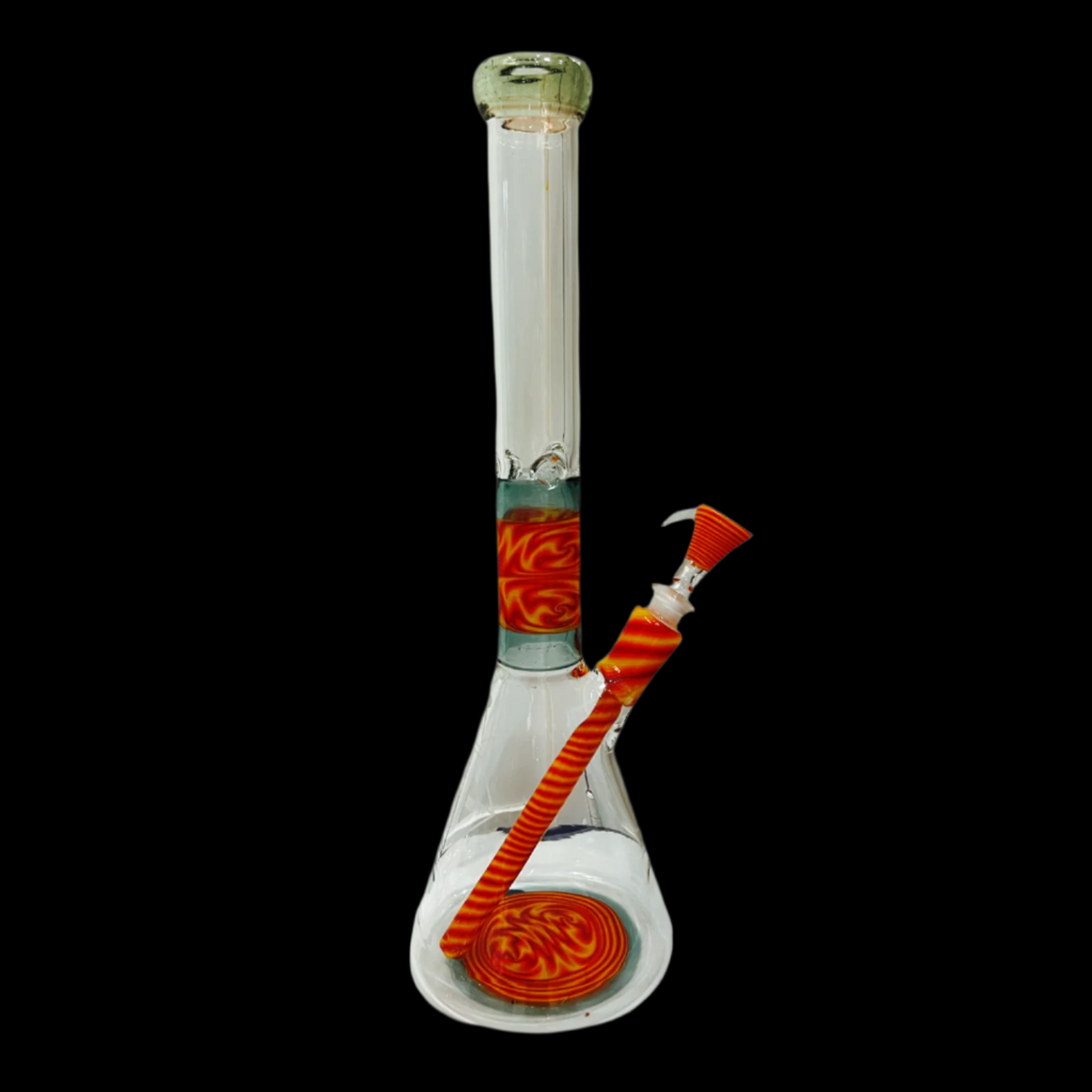 AUGY GLASS  ORANGE WIG WAG  STACKED BEAKER