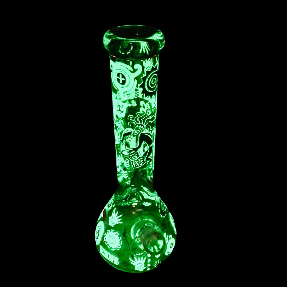EGYPTIAN HIEROGLYPHS 14'' GLOW IN THE DARK BEAKER 19MM TO 14MM 3