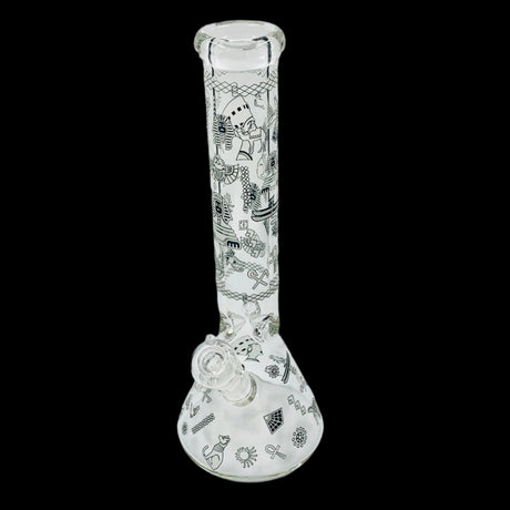 EGYPTIAN HIEROGLYPHS 14'' GLOW IN THE DRAK BEAKER BONG 19MM TO 14MM