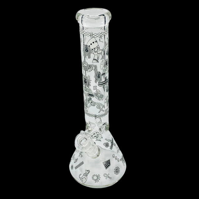 EGYPTIAN HIEROGLYPHS 14'' GLOW IN THE DRAK BEAKER BONG 19MM TO 14MM