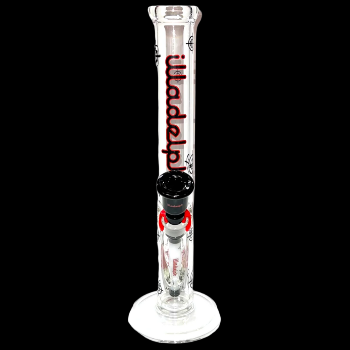 ILLADELPH BLACK & RED SCOPED STRAIGHT TUBE BONG