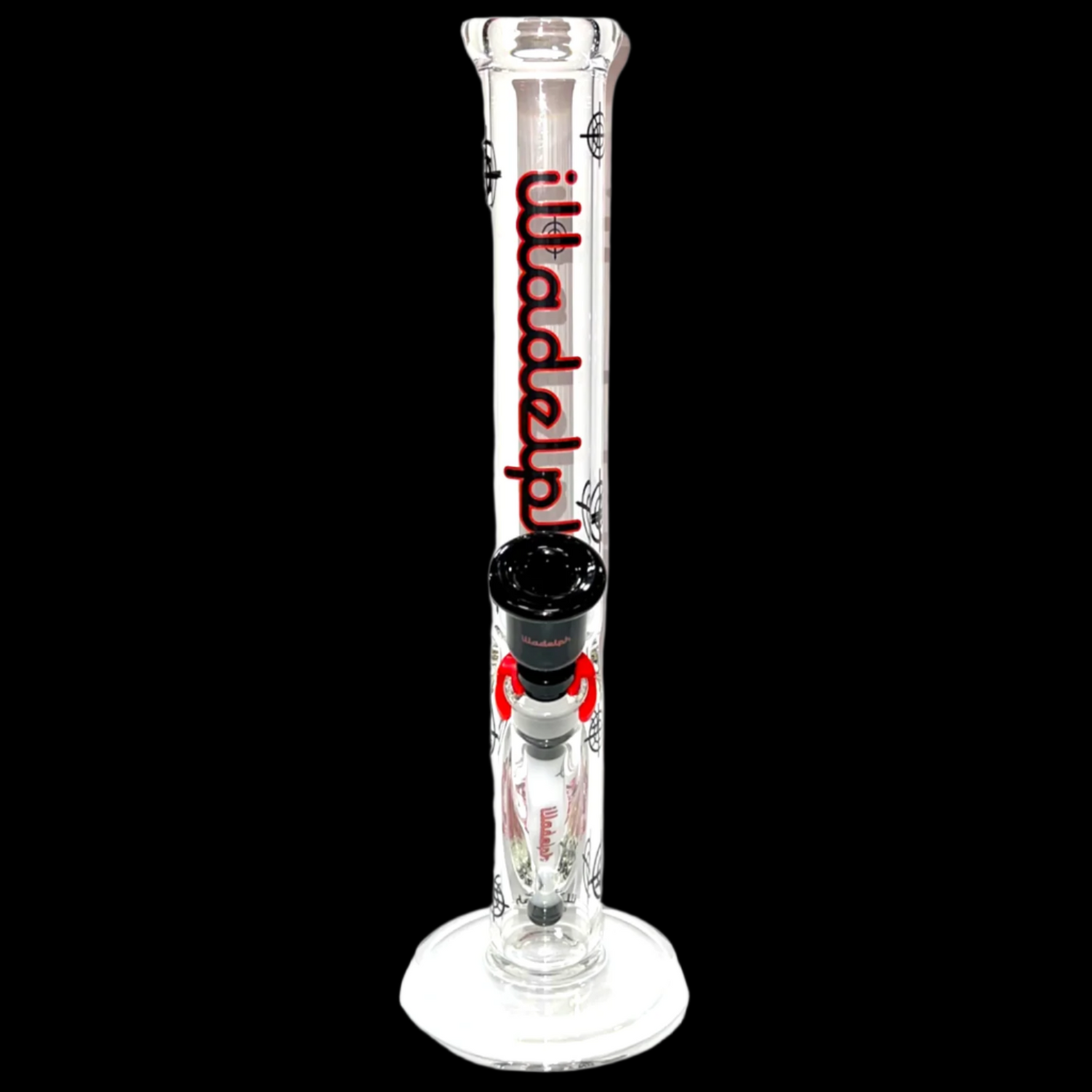 ILLADELPH BLACK & RED SCOPED STRAIGHT TUBE BONG