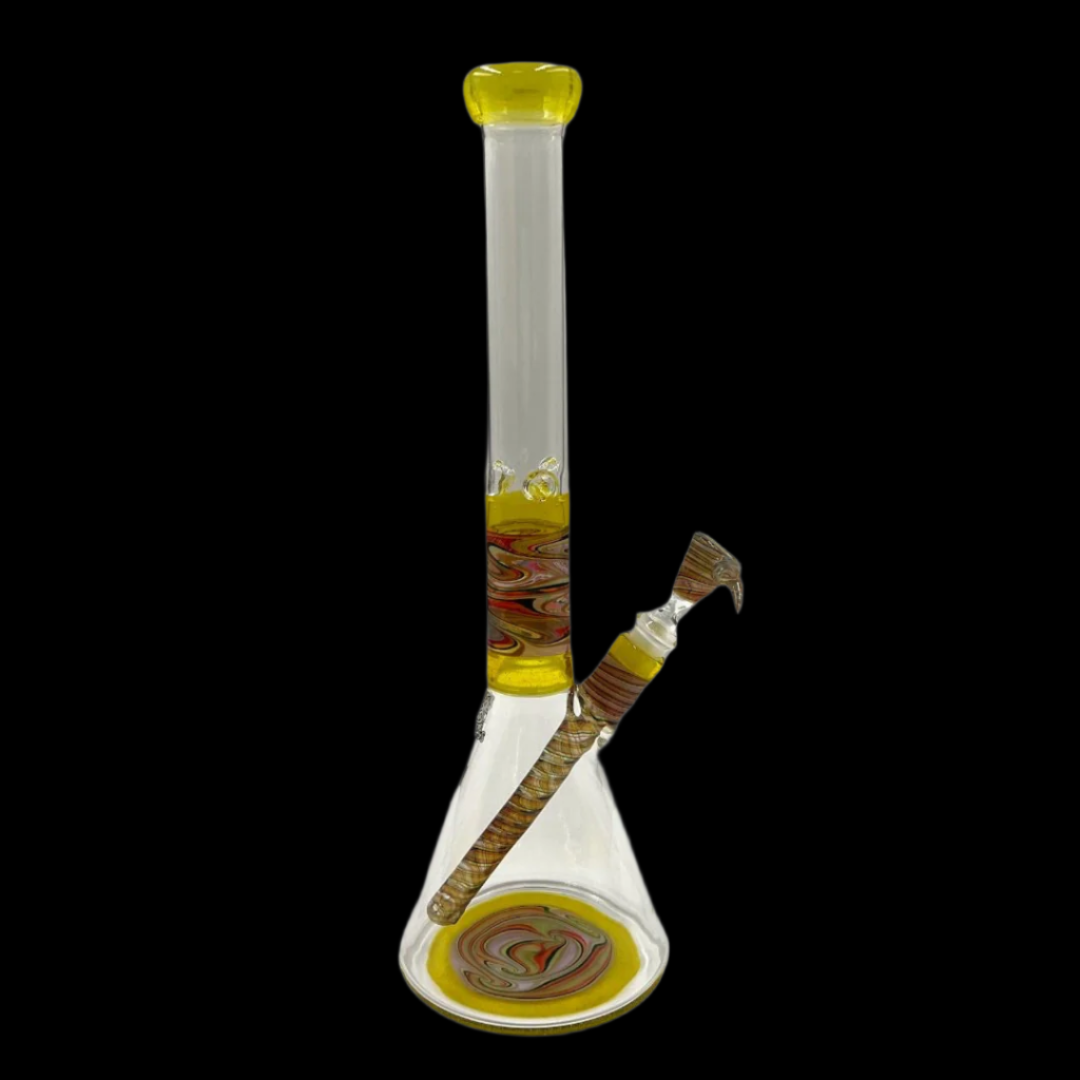 AUGY GLASS 15" YELLOW/WARM WIG-WAG STACKED BEAKER