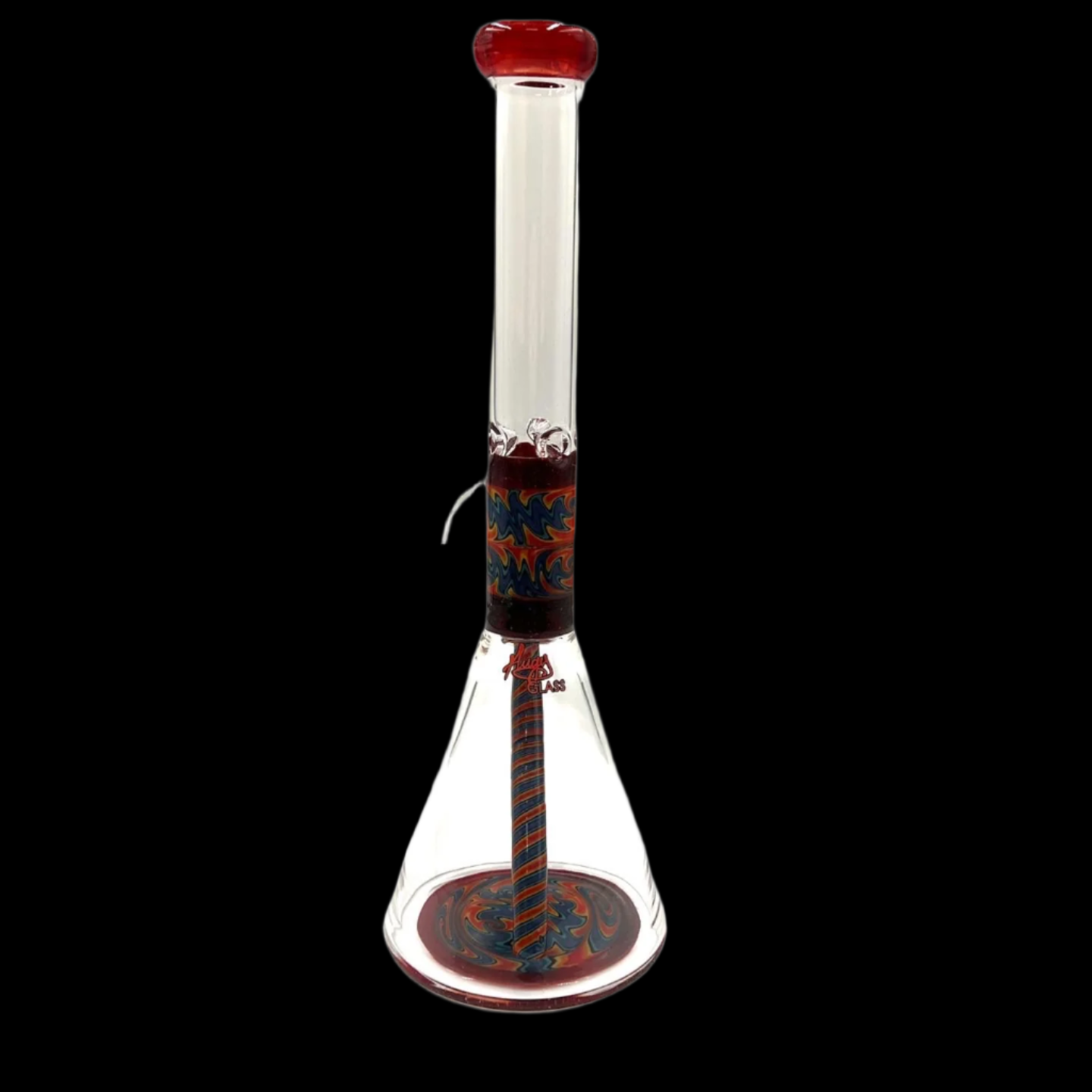 AUGY GLASS BLUE WARM/ORANGE WIG WAG  STACKED BEAKER