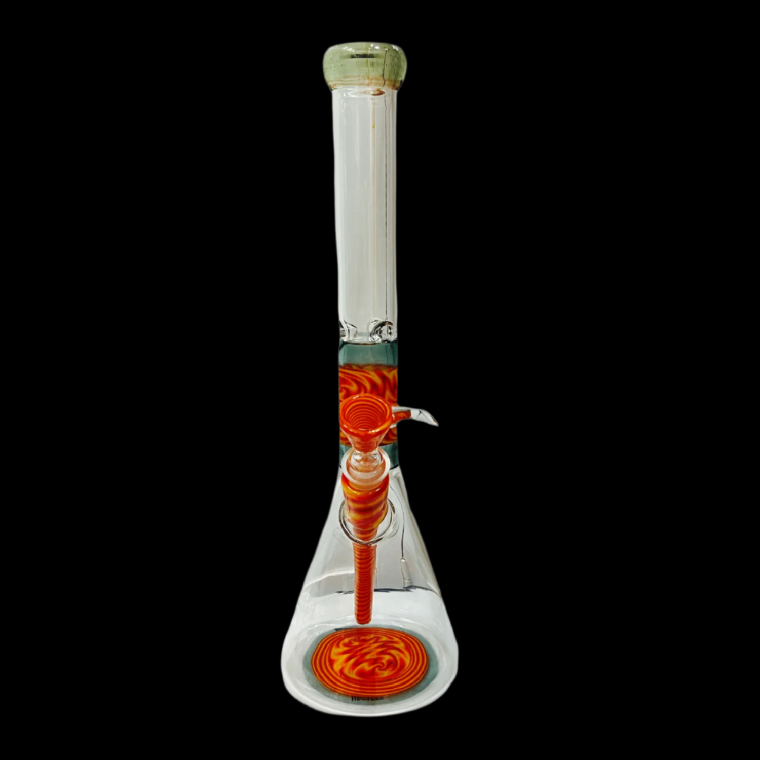 AUGY GLASS  ORANGE WIG WAG  STACKED BEAKER