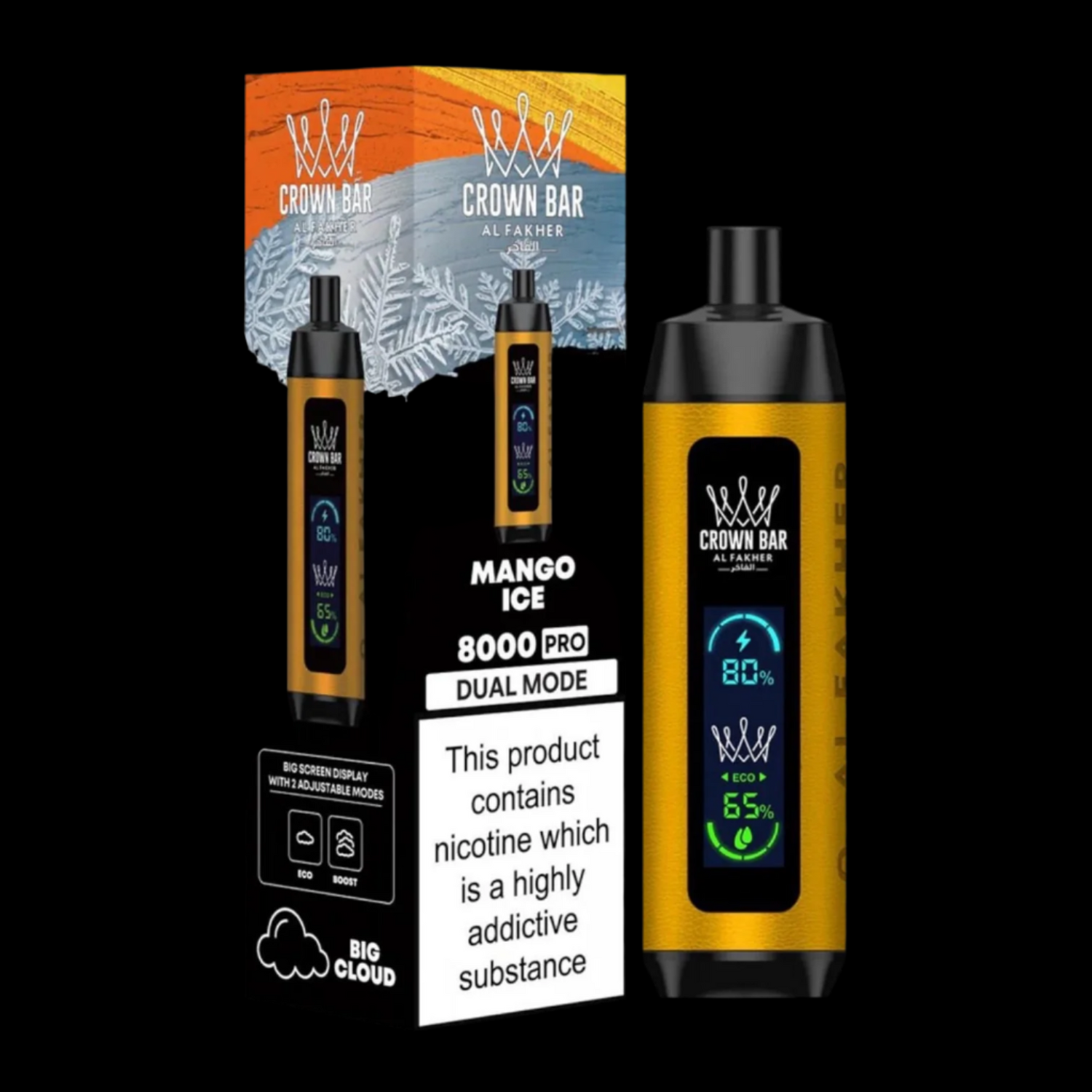 Al-Fakher Crown Bar 8000 Pro Dual Mode Rechargeable MI