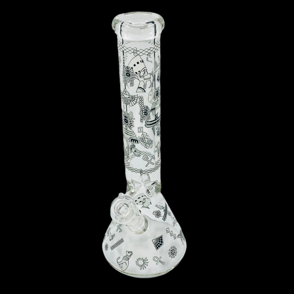 EGYPTIAN HIEROGLYPHS 14'' GLOW IN THE DRAK BEAKER BONG 19MM TO 14MM