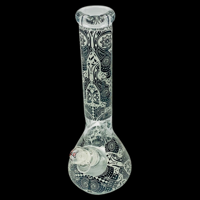 EGYPTIAN HIEROGLYPHS 14'' GLOW IN THE DRAK BEAKER BONG 19MM TO 14MM