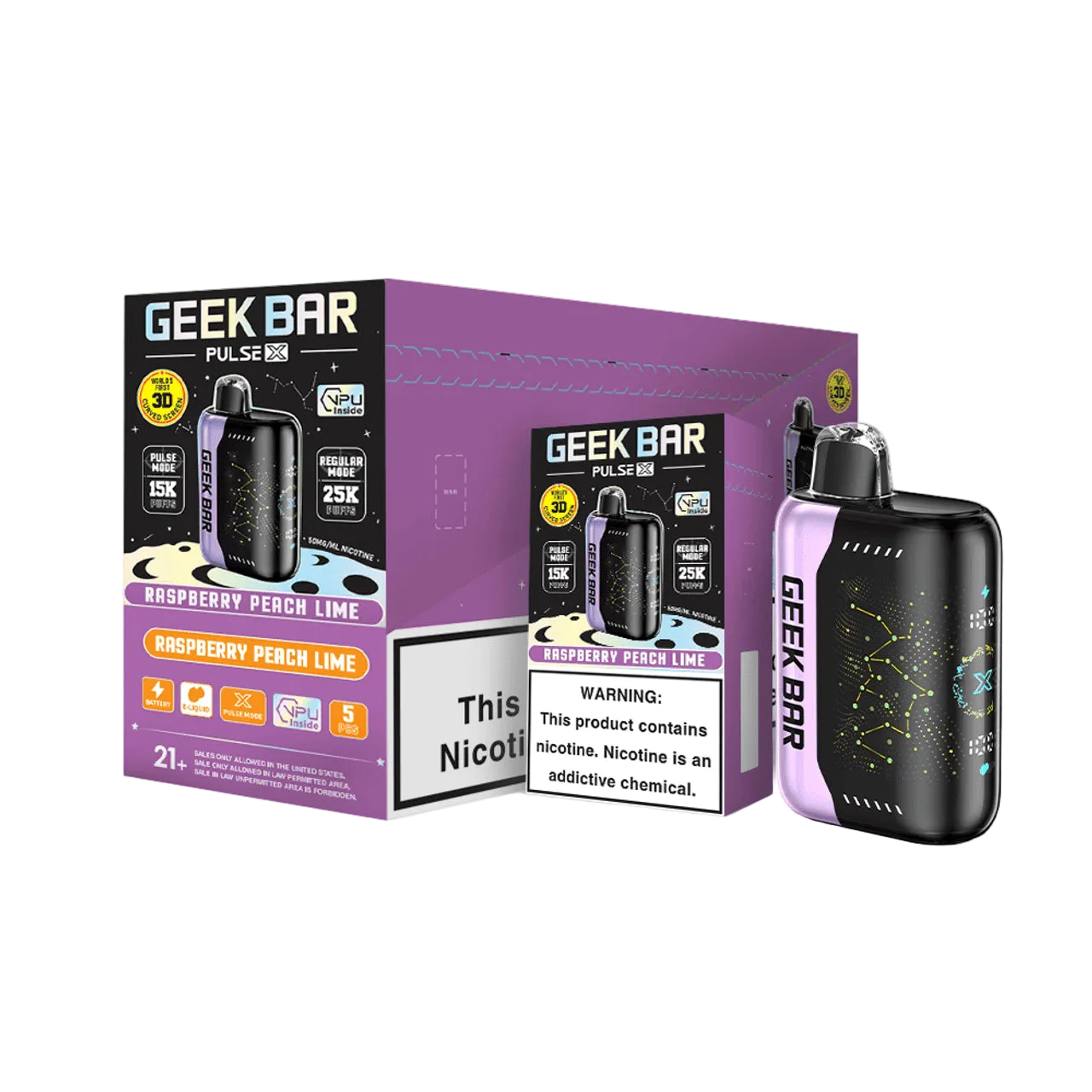 Geek Bar Pulse X 25K Raspberry Peach Lime 5 Pack