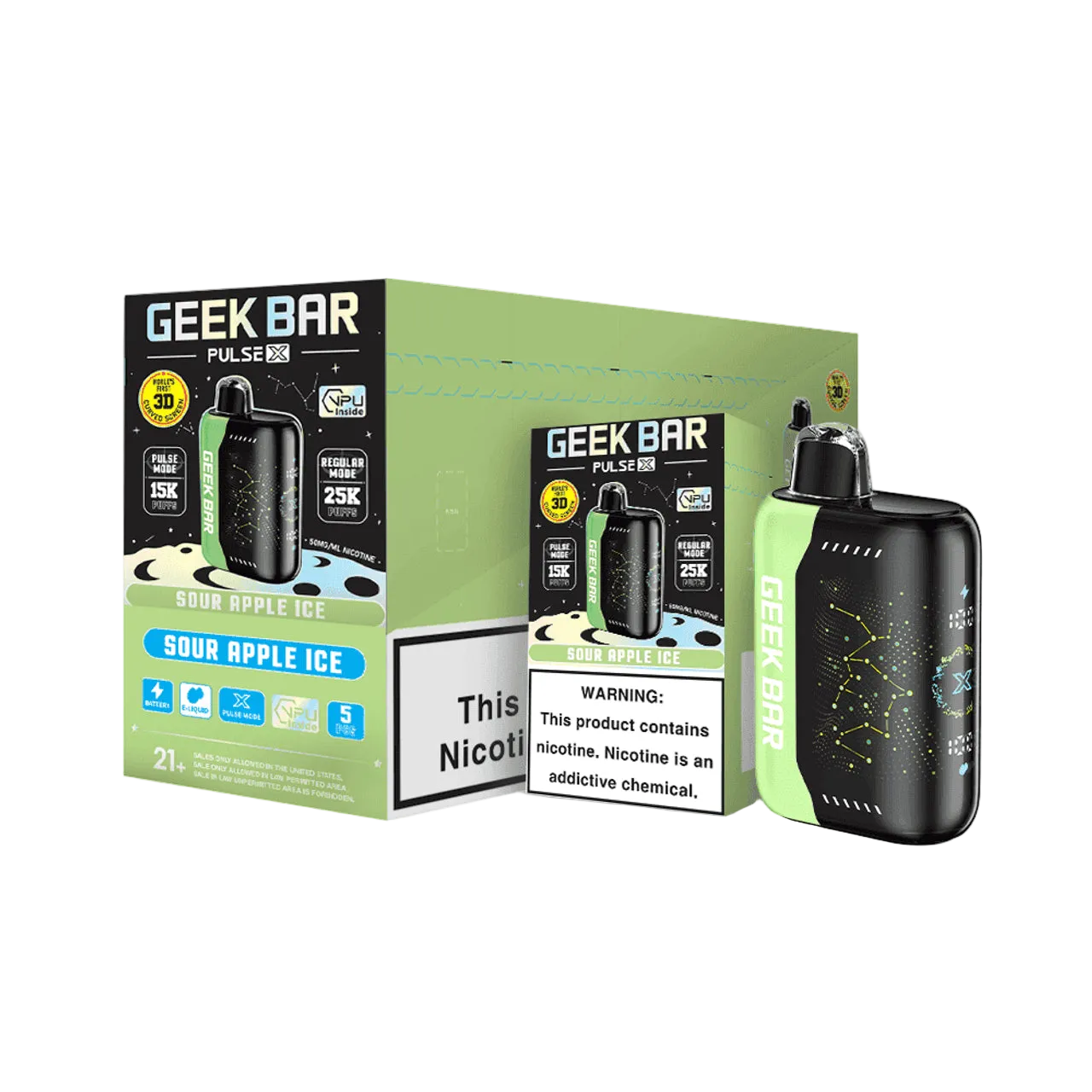 Geek Bar Pulse X 25K Sour Apple Ice 5 Pack