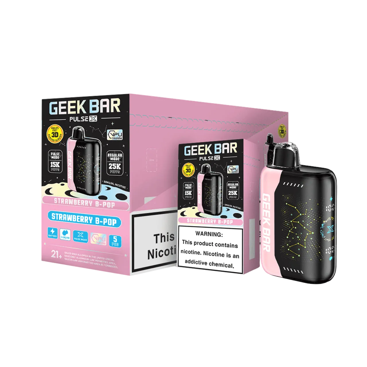 Geek Bar Pulse X 25K Strawberry B-Pop 5 Pack