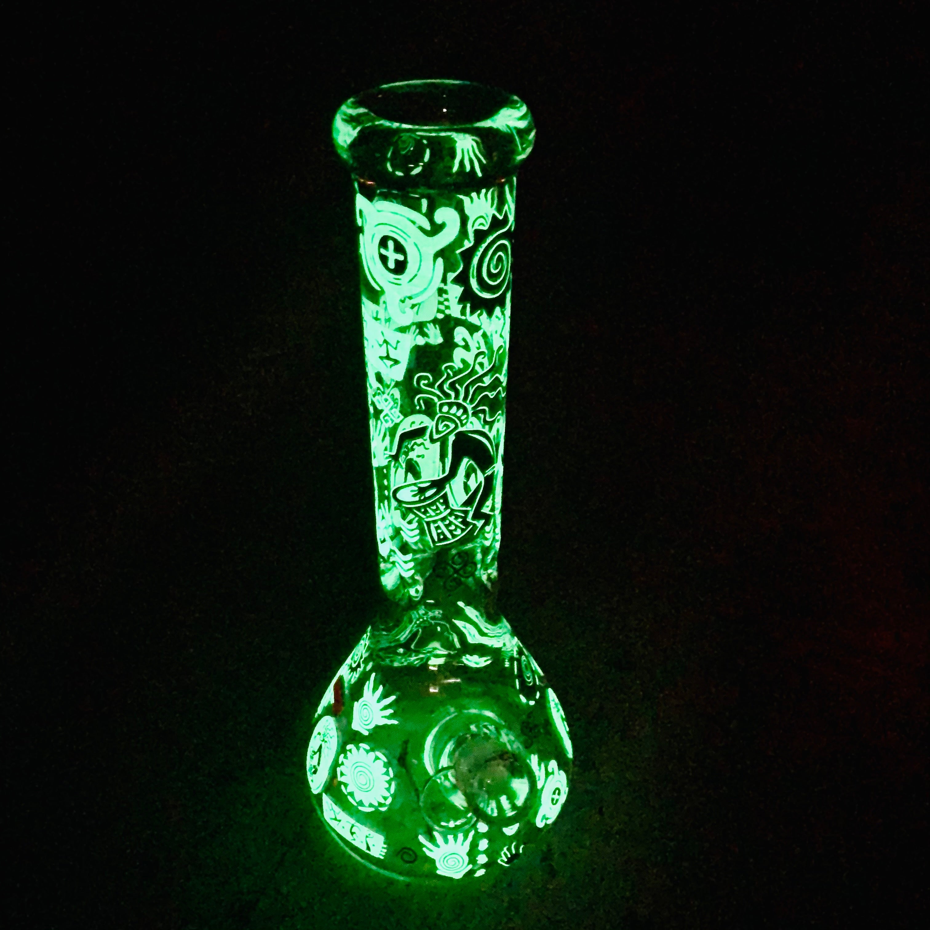 EGYPTIAN HIEROGLYPHS 14'' GLOW IN THE DARK BEAKER BONG