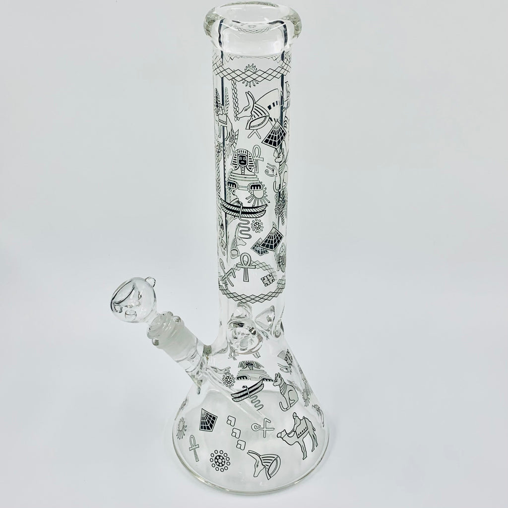 EGYPTIAN HIEROGLYPHS 14'' GLOW IN THE DRAK BEAKER BONG