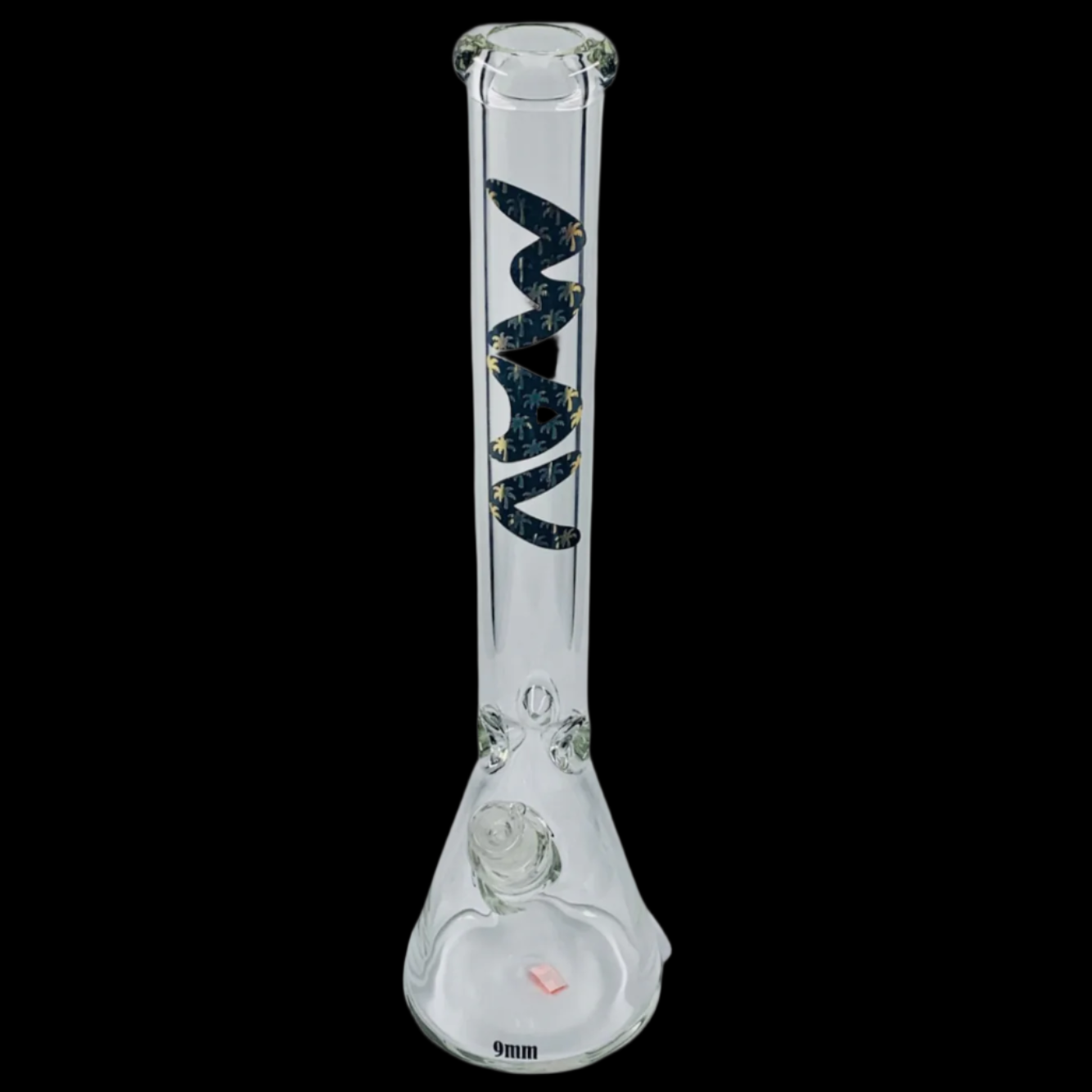 MAV 18'' X 9MM BLACK AND GOLD PLAM TREES BEAKER 14MM MALE