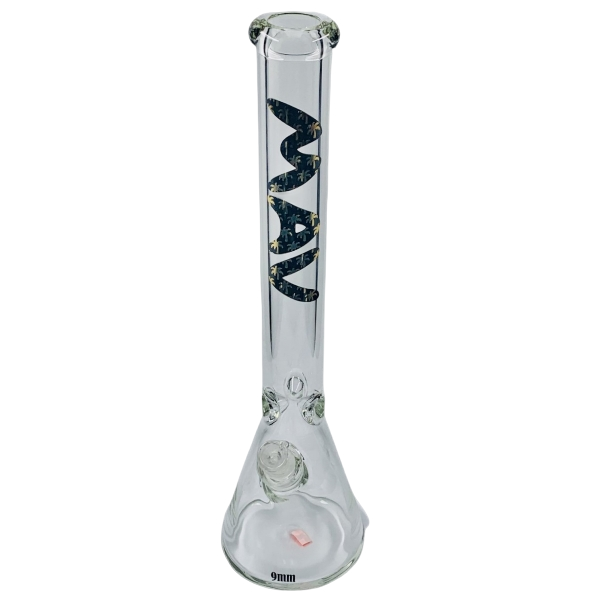 Mav 18'' X 9MM Black & Gold Plam Trees Beaker Bong