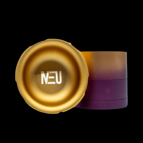 Neu Dry Herb Aluminum Grinder With Ashtray & Storage Top - 63 mm - 4 Parts PURPLE