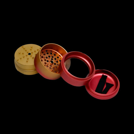 Neu Dry Herb Aluminum Grinder With Ashtray & Storage Top - 63 mm - 4 Parts RED