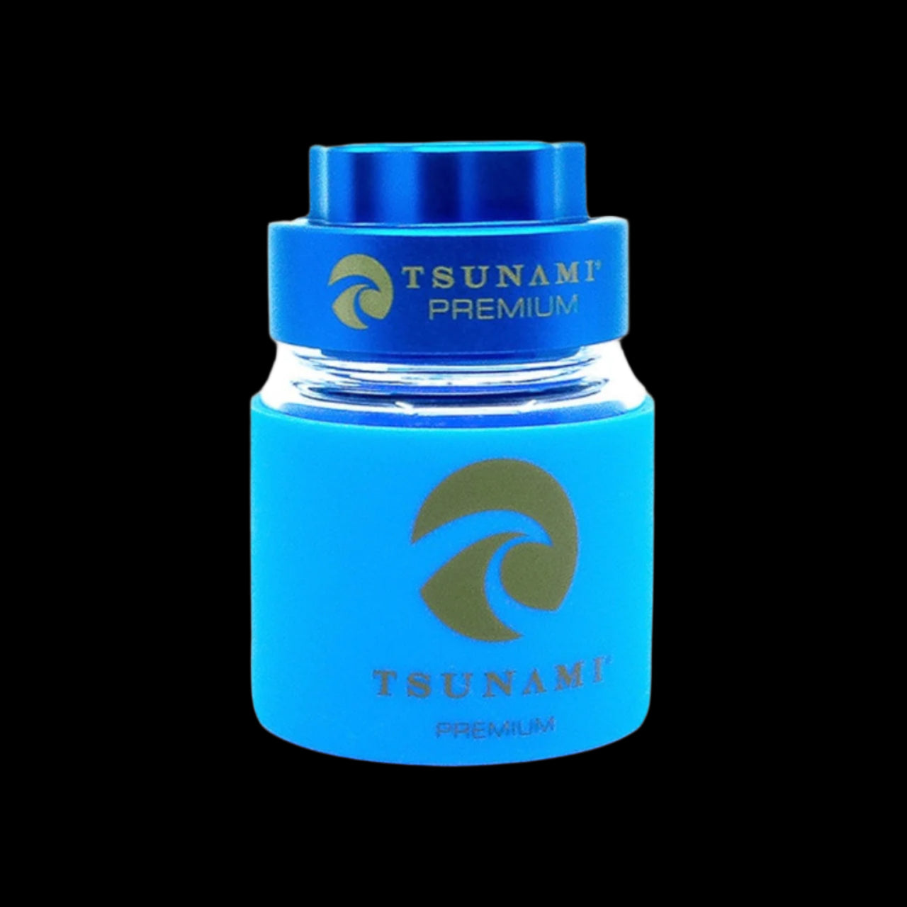 Tsunami Premium Metal Grinder Air Tight Glass Jar With Locking Lid Blue