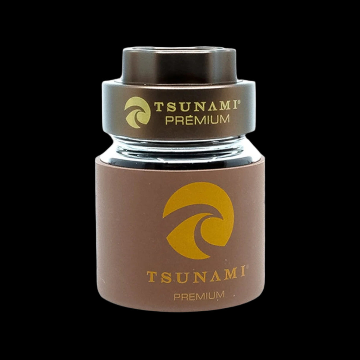 Tsunami Premium Metal Grinder Air Tight Glass Jar With Locking Lid Brown