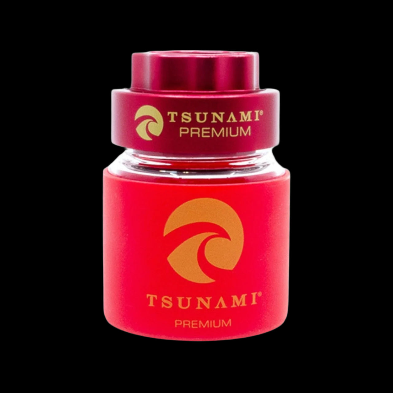 Tsunami Premium Metal Grinder Air Tight Glass Jar With Locking Lid Red