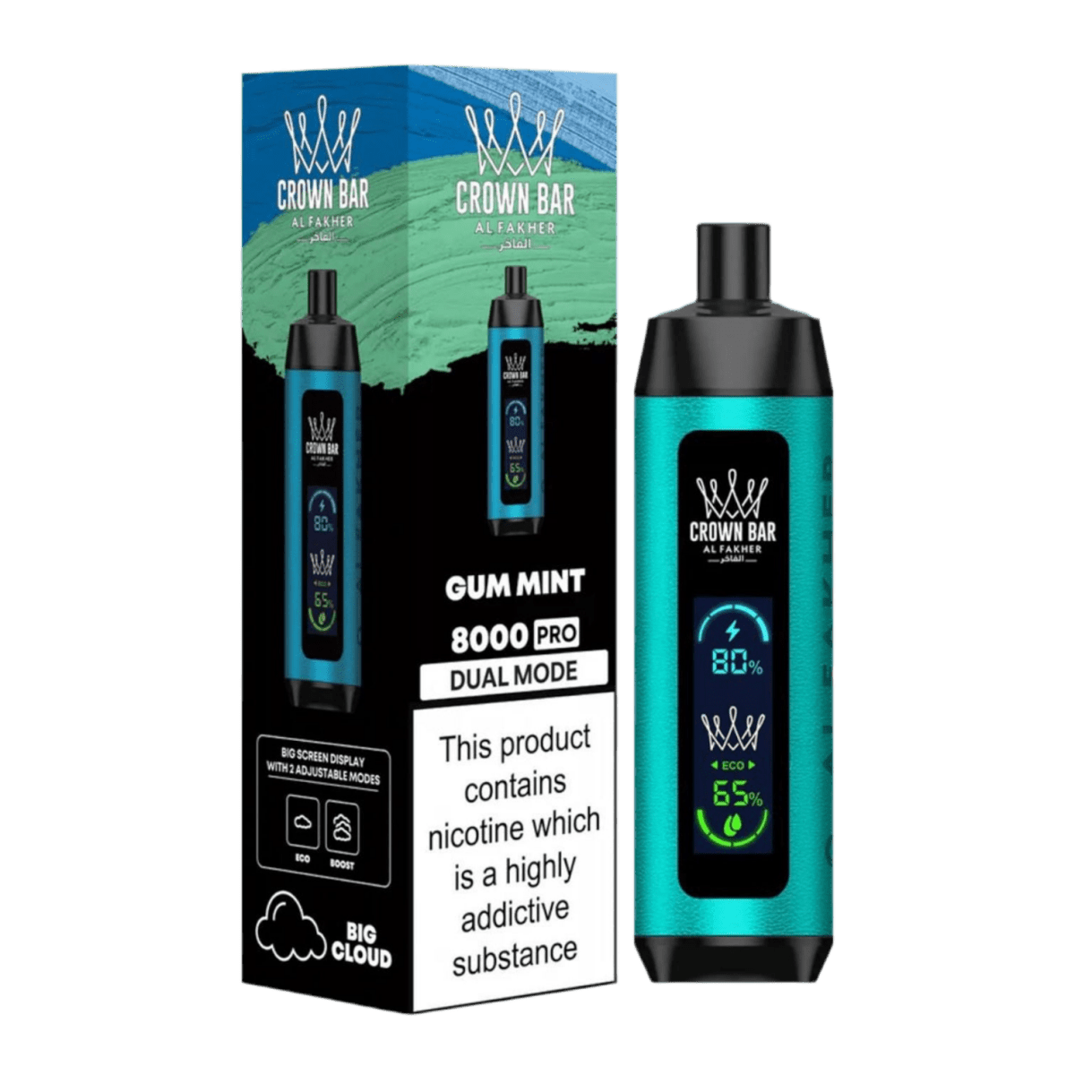 Al Fakher Crown Bar 8000 Pro Dual Mode Rechargeable Disposable Vape - Ace King Shop