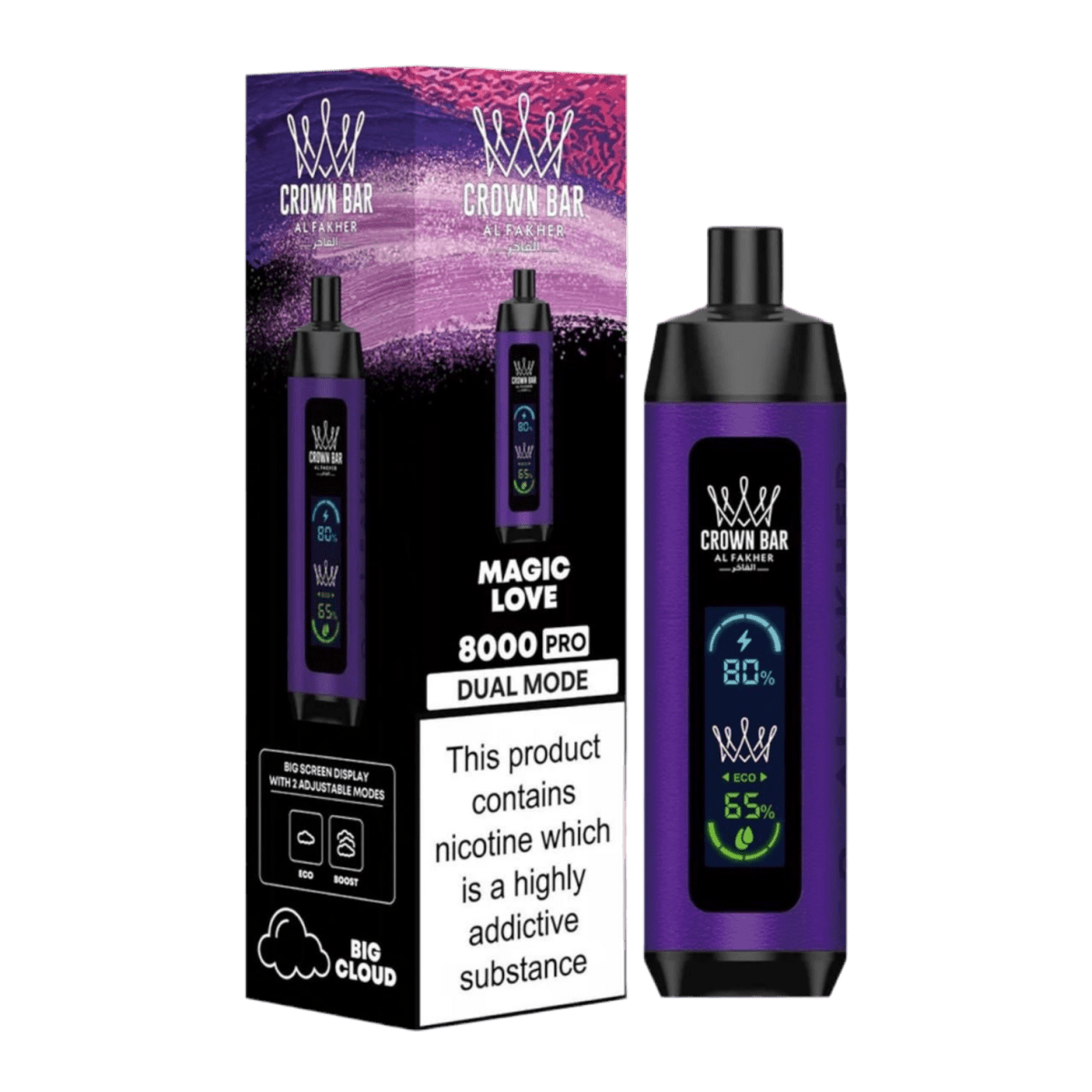 Al Fakher Crown Bar 8000 Pro Dual Mode Rechargeable Disposable Vape - Ace King Shop