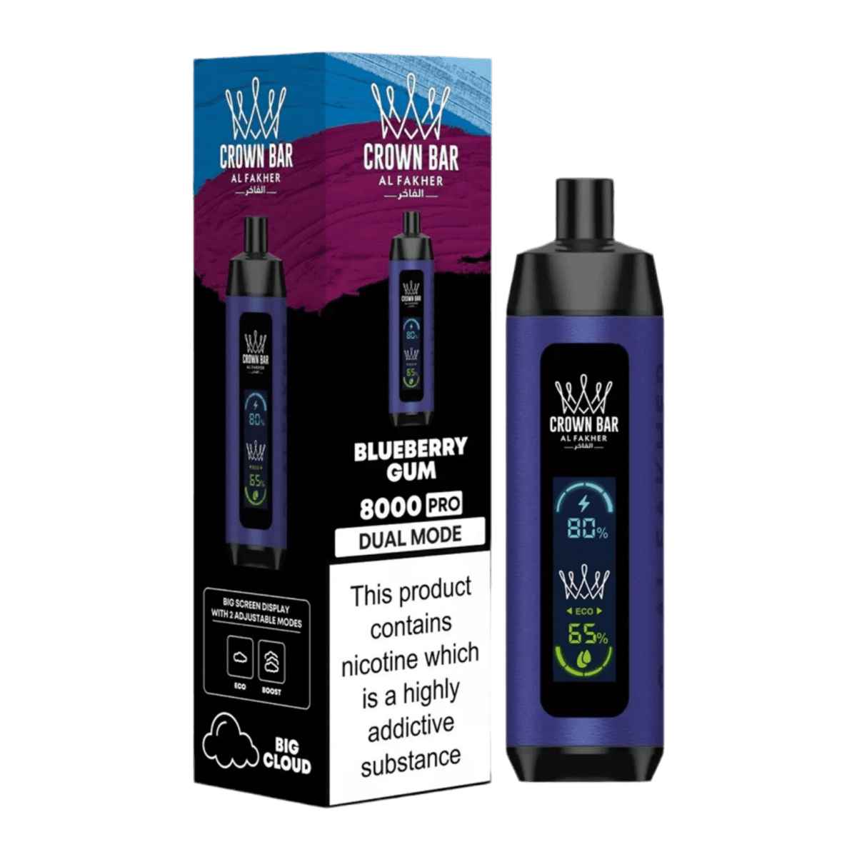 Al Fakher Crown Bar 8000 Pro Dual Mode Rechargeable Disposable Vape - Ace King Shop