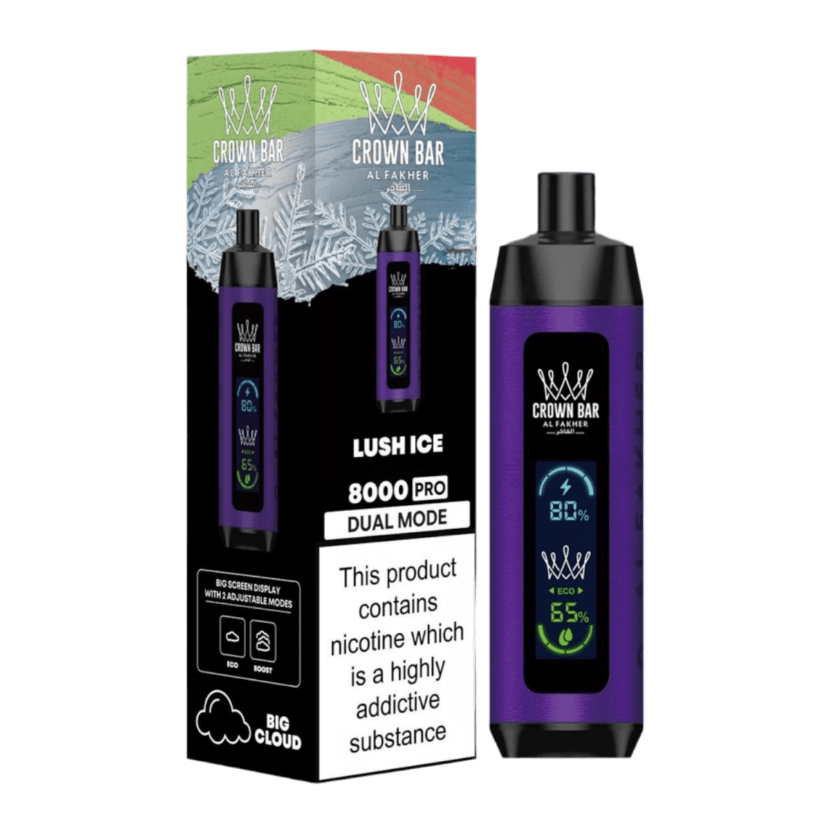 Al Fakher Crown Bar 8000 Pro Dual Mode Rechargeable Disposable Vape - Ace King Shop