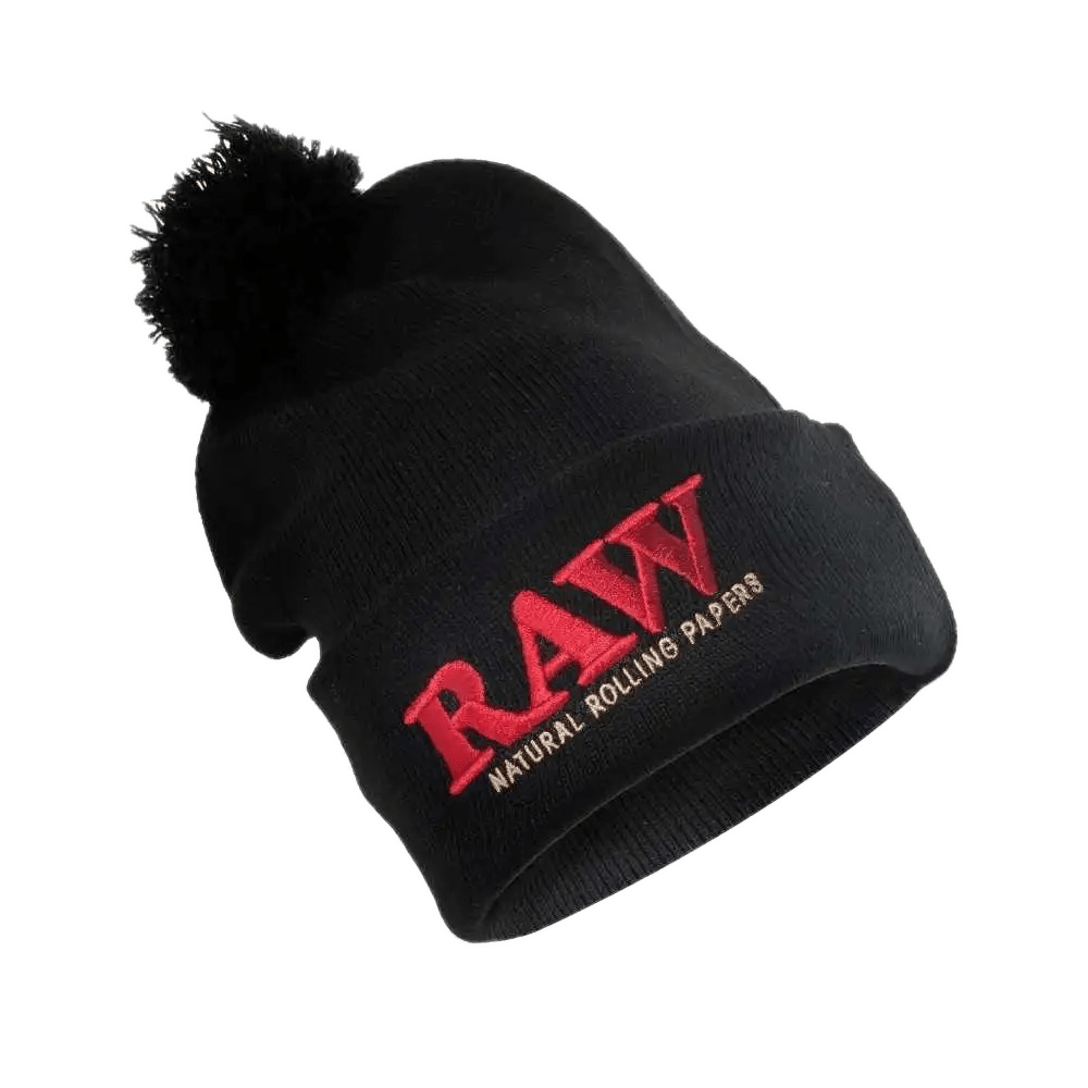 Raw X Pompom Hat Black - Ace King Shop