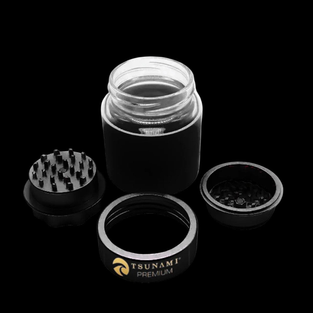 Tsunami Premium Metal Grinder Air Tight Glass Jar With Locking Lid - Ace King Shop